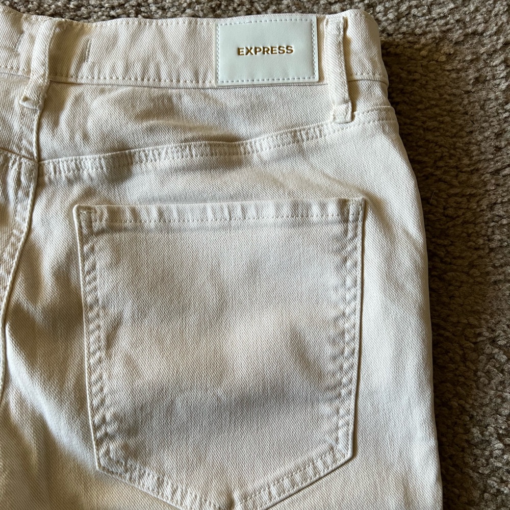 NWT Express High Rise Boot Leg Cream Beige Denim Jeans Women’s Sz 10R - Picture 8 of 14